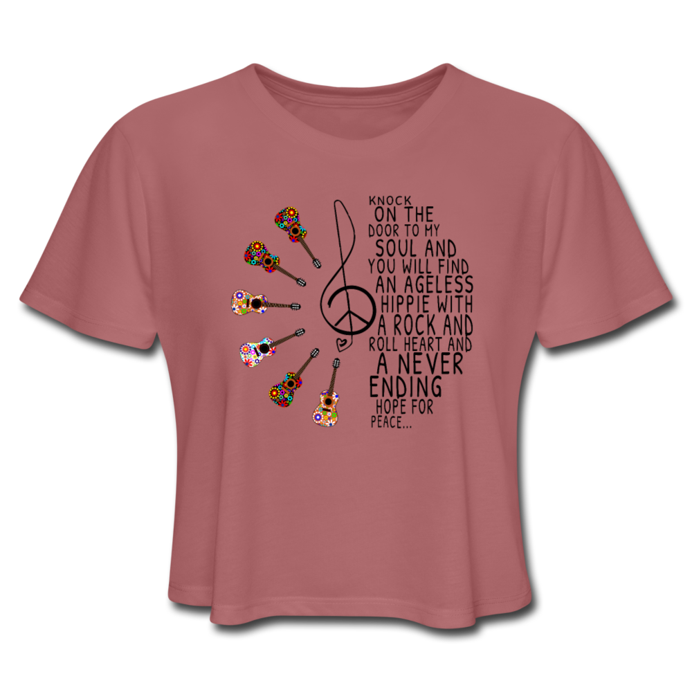 Hippie Soul - Rock n Roll Heart Women's Cropped T-Shirt - mauve