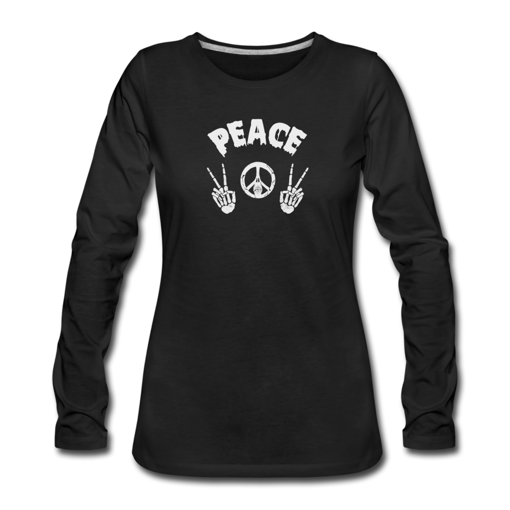 Peace Skeleton- Women's Premium Long Sleeve T-Shirt - black