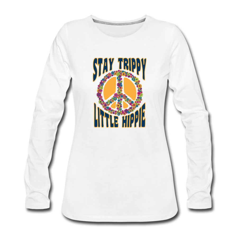 Stay Trippy Little Hippie - white
