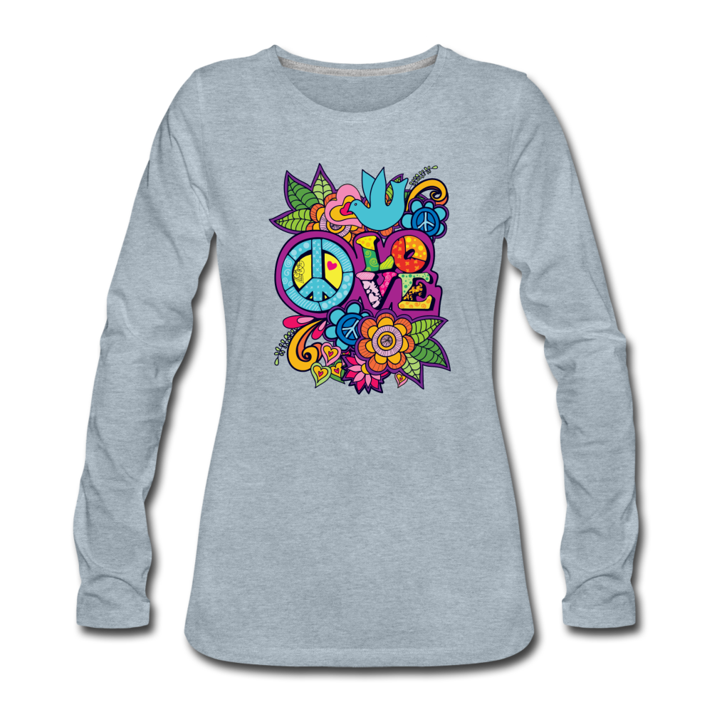 Peace Love - heather ice blue