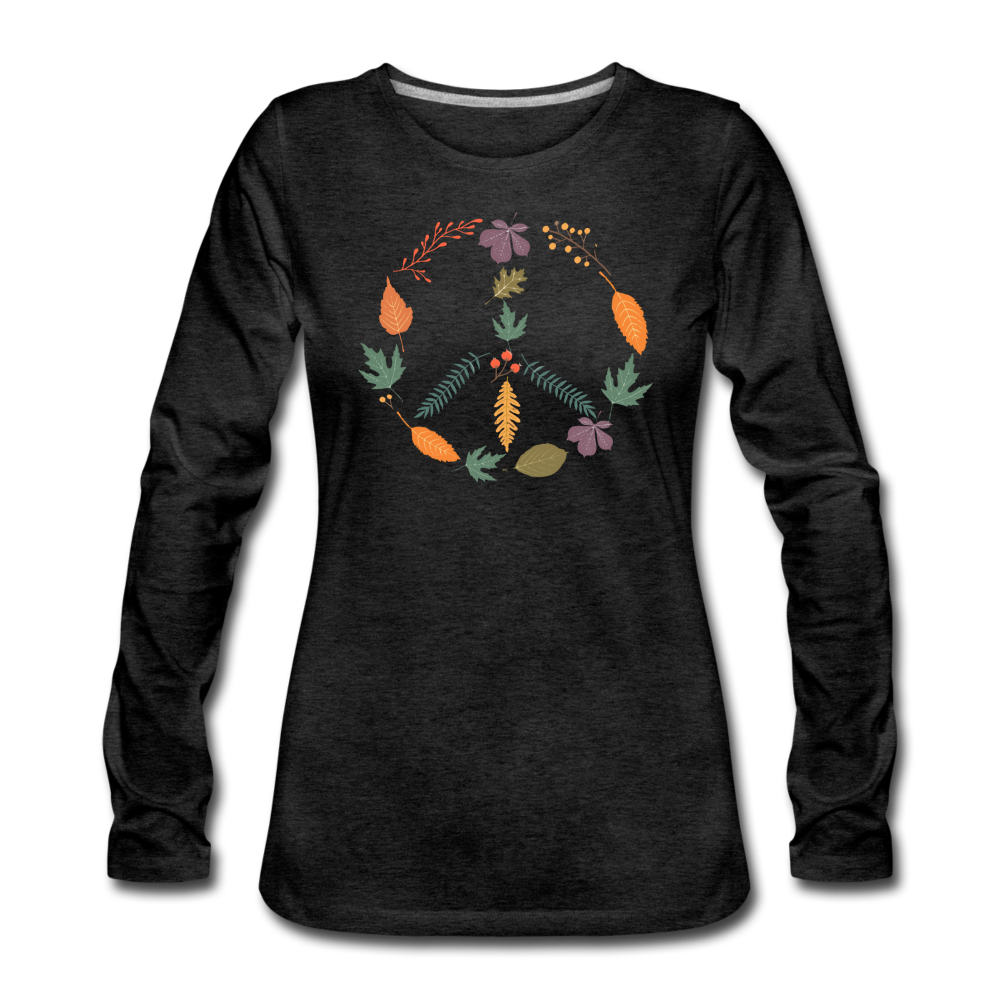 Autumn Leaves Peace Sign - charcoal gray