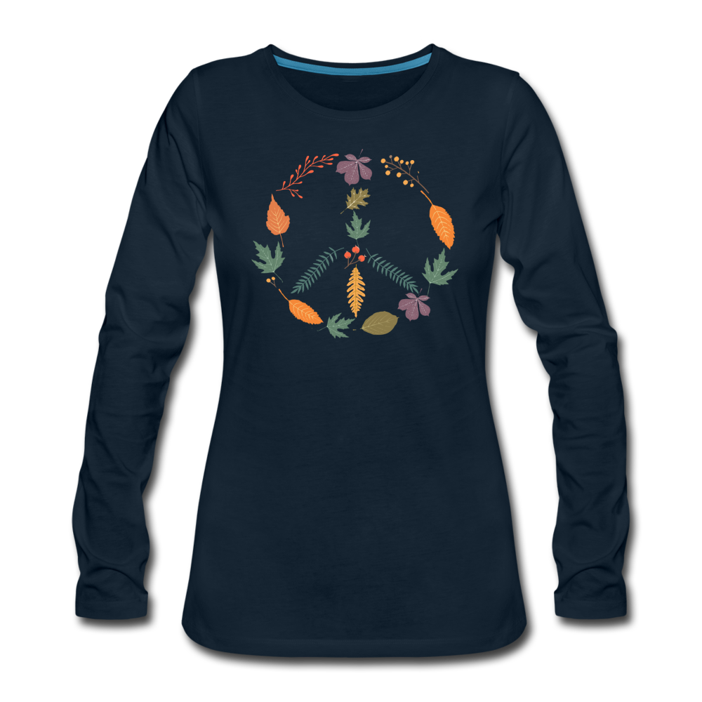 Autumn Leaves Peace Sign - deep navy