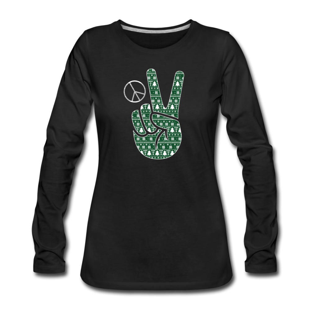 Holiday Peace Sign Women's Premium Long Sleeve T-Shirt - black