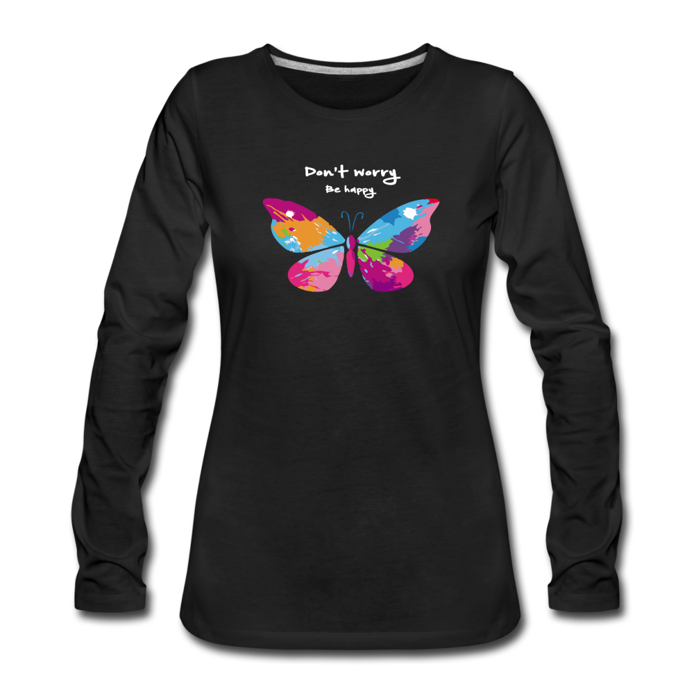 Be Happy- Long Sleeve T-Shirt - black
