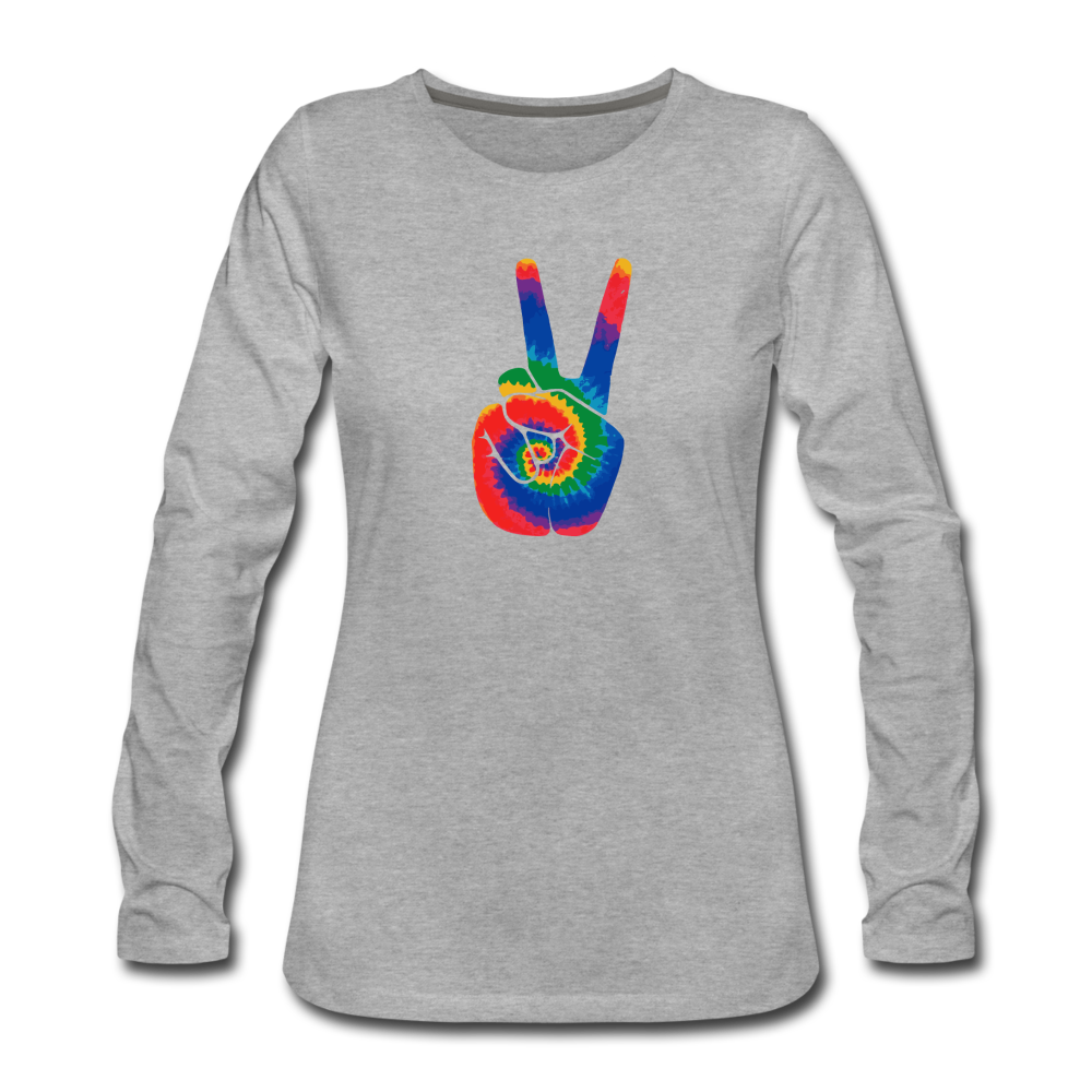 Tie Dye Peace Sign- Long Sleeve T-Shirt - heather gray