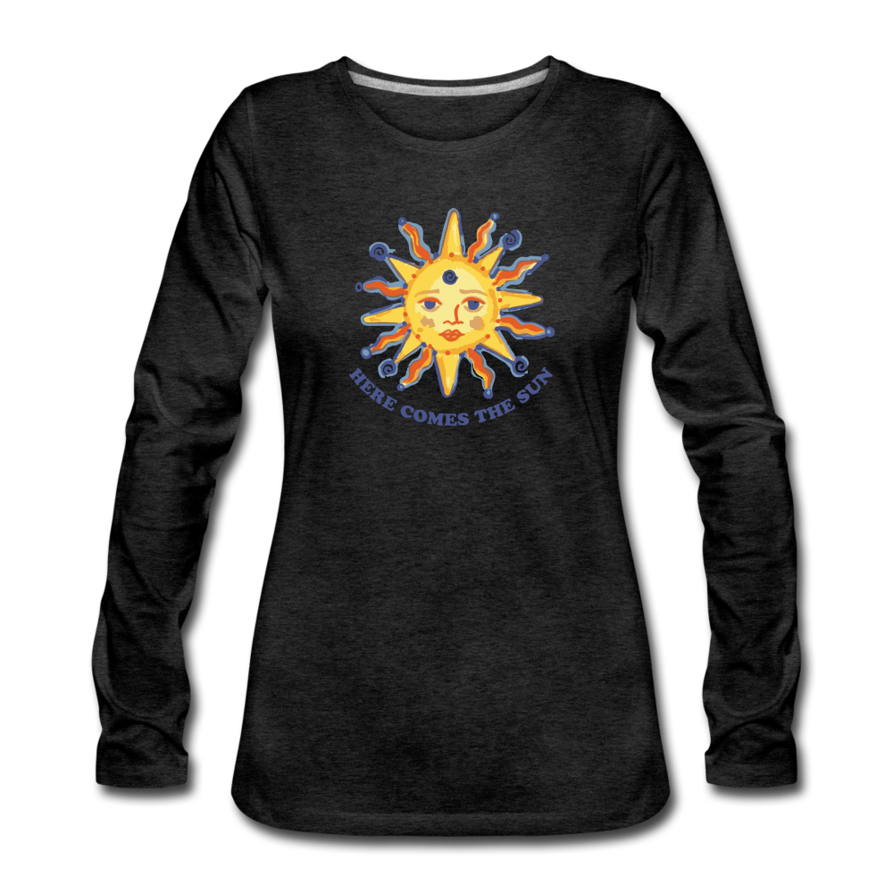 Here Comes The Sun- Sunshine- Long Sleeve T-Shirt - charcoal grey
