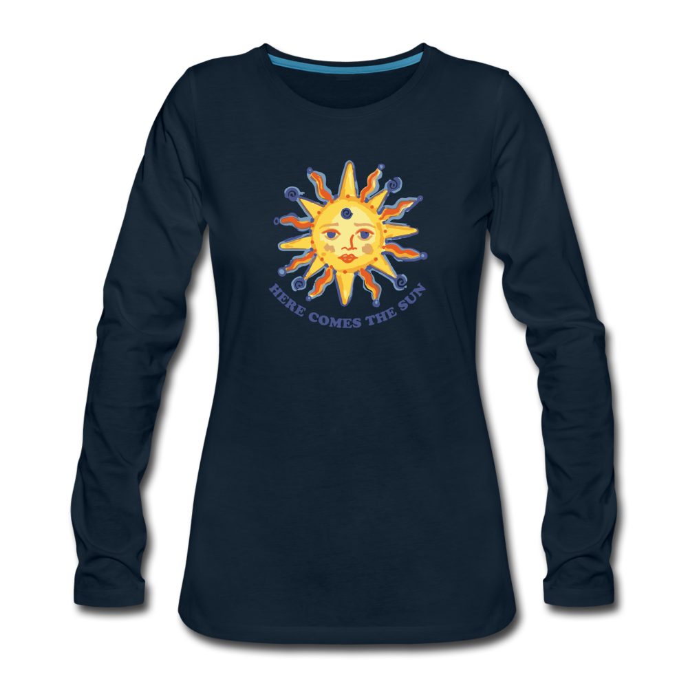 Here Comes The Sun- Sunshine- Long Sleeve T-Shirt - deep navy