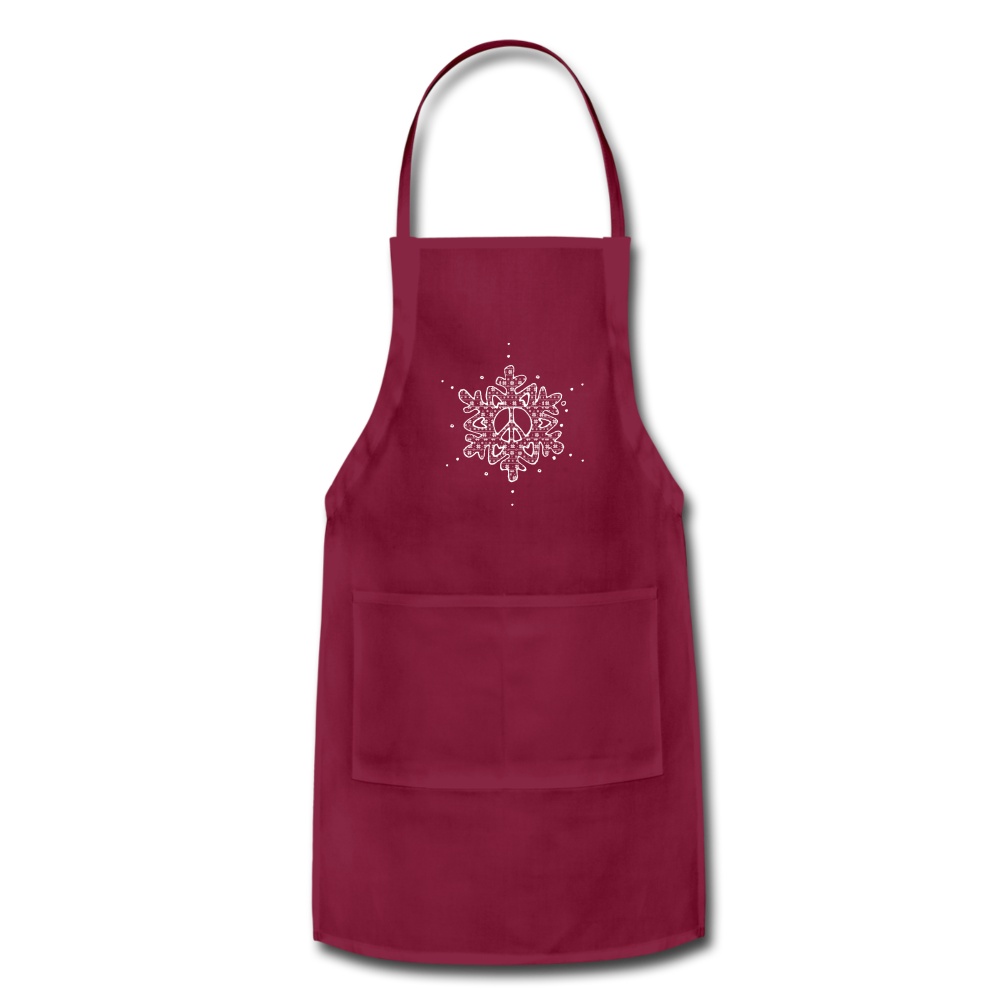 Peace- Love- Snow Flake- Adjustable Apron - burgundy