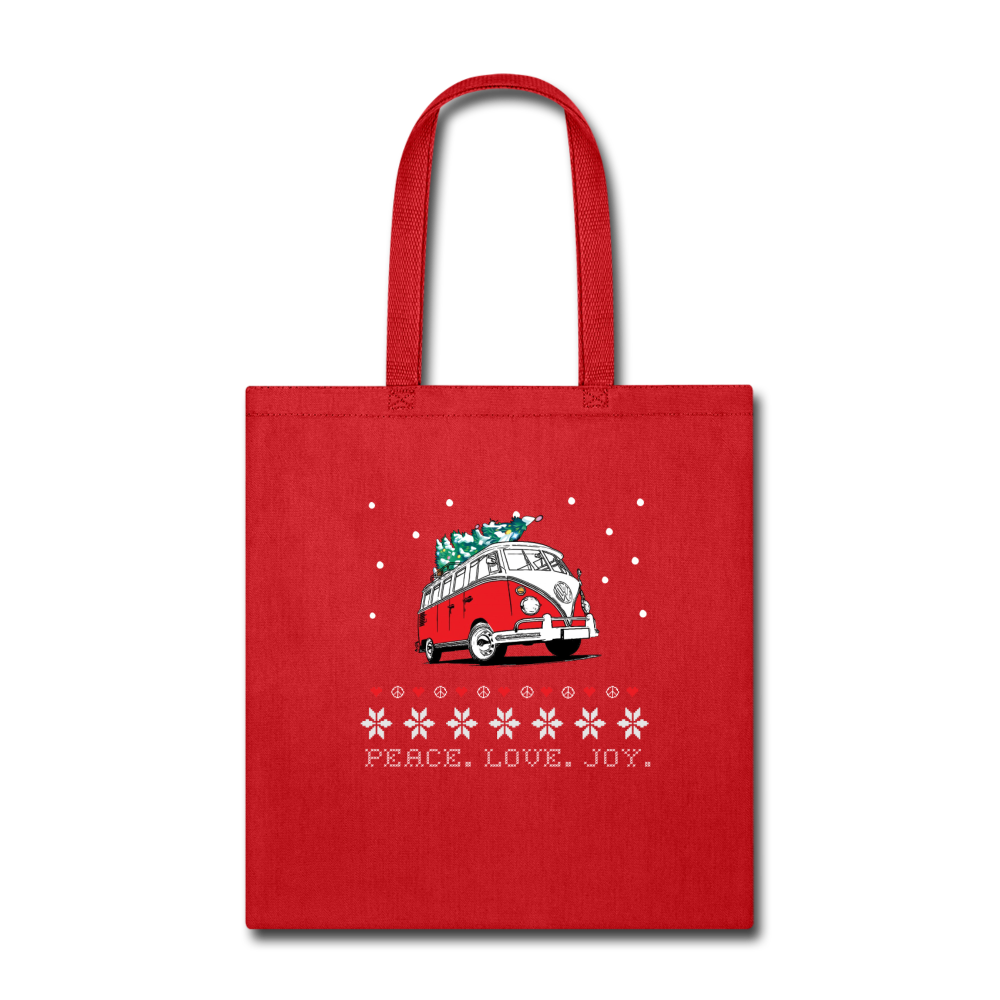 Hippie Van Holiday Tote Bag - red