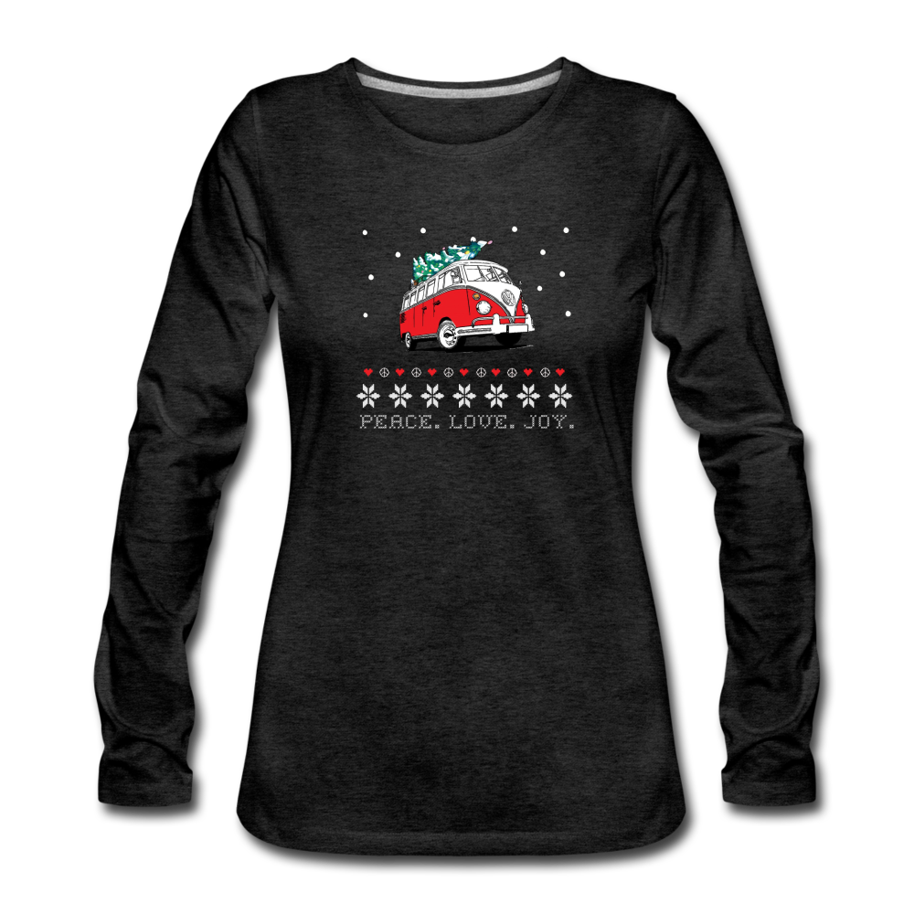Hippie Van Holiday- Women's Premium Long Sleeve T-Shirt - charcoal grey