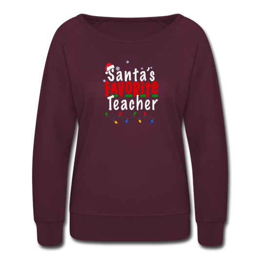 Santa's Favorite Teacher- Women’s Crewneck Sweatshirt - plum
