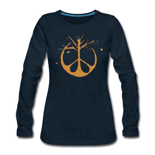 Fall Peace sign- Women's Premium Long Sleeve T-Shirt - deep navy
