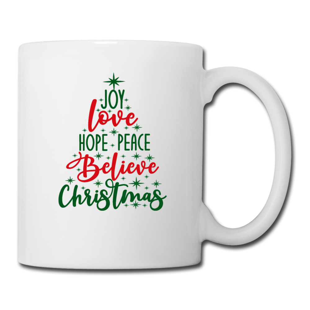 Peace Love Joy Coffee/Tea Mug - white