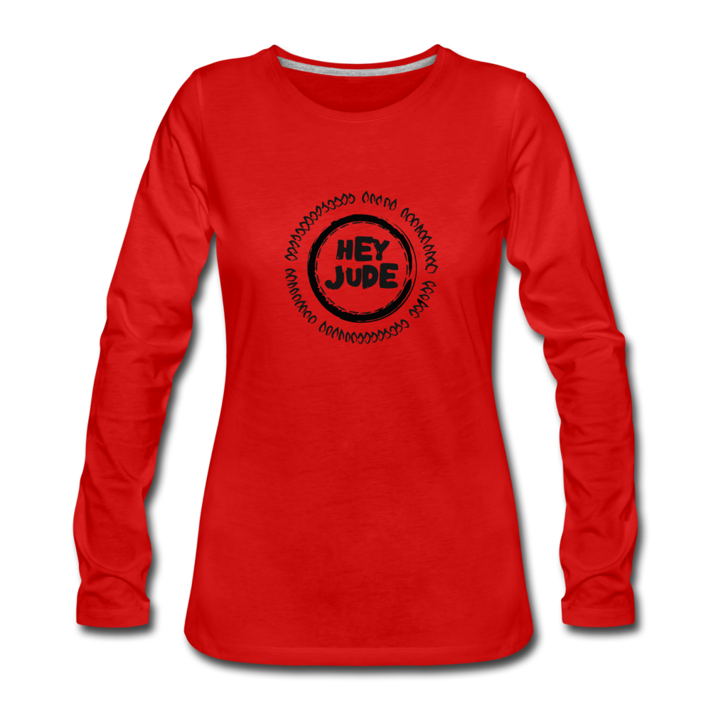 Hey Jude- Women's Premium Long Sleeve T-Shirt - red