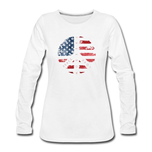 Peace Love Freedom Women's Premium Long Sleeve T-Shirt - white