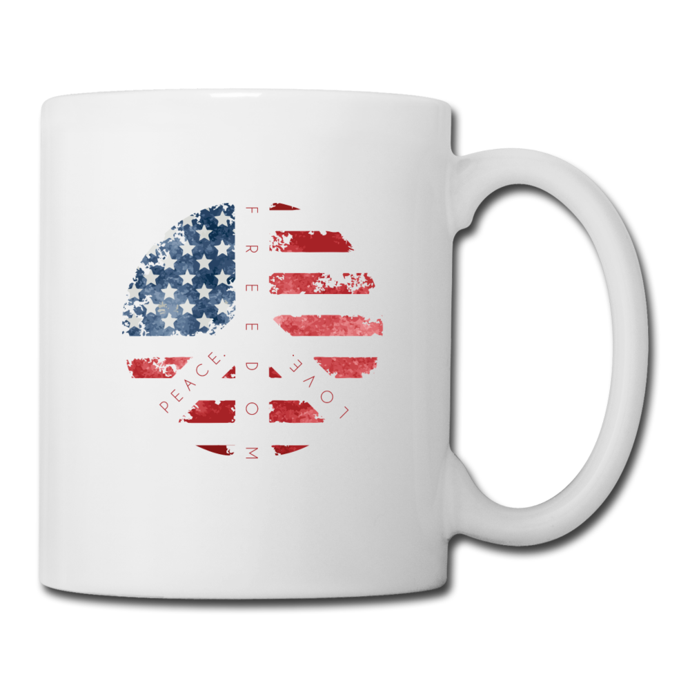 Peace Love Freedom Coffee/Tea Mug - white