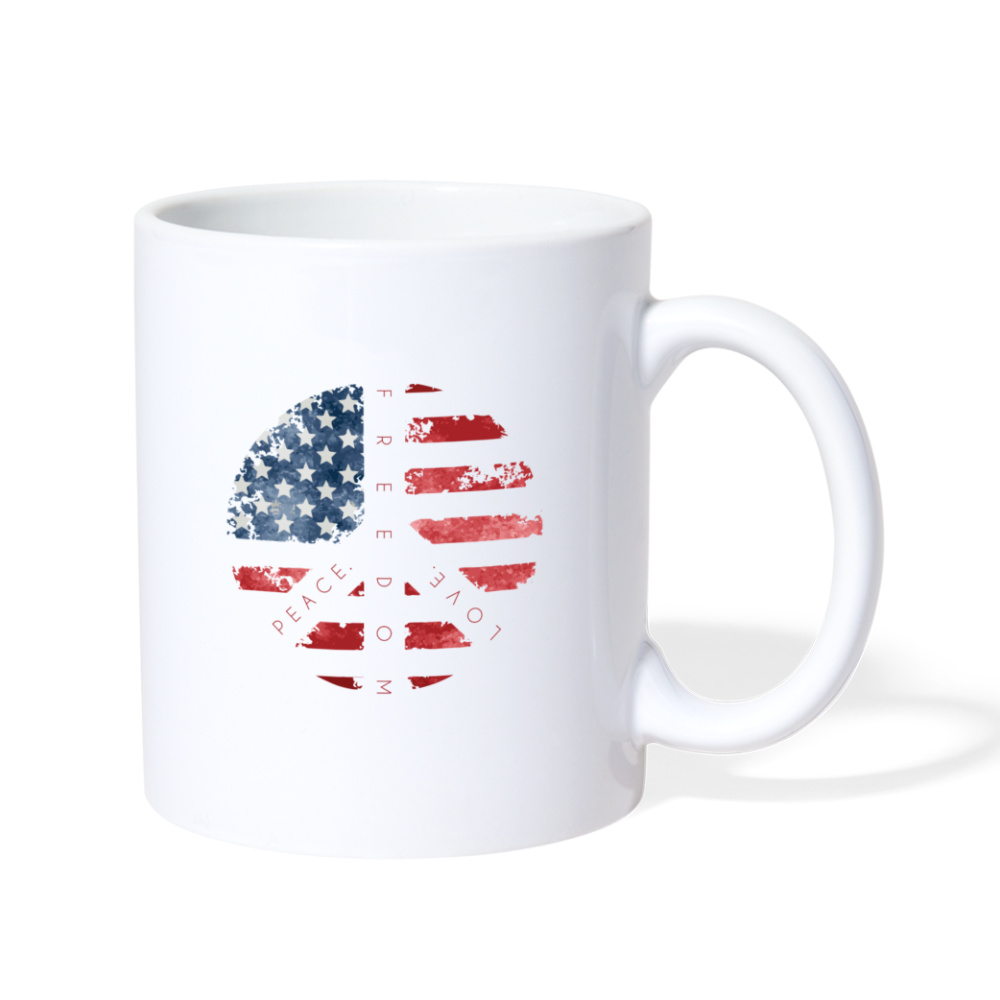 Peace Love Freedom Coffee/Tea Mug - white