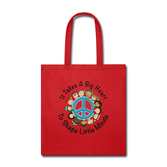 Teach Peace Appreciation Tote Bag - red