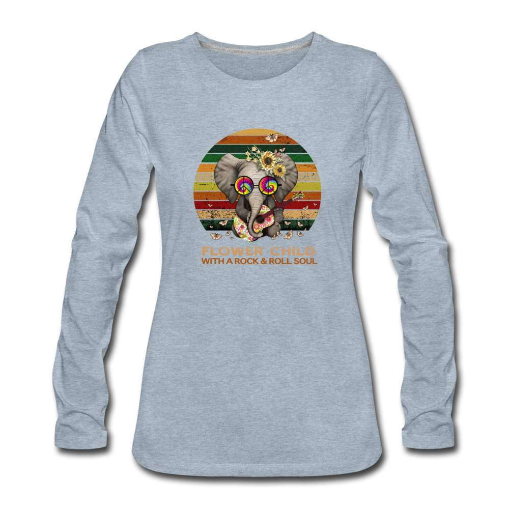 Hippie Rock n Roll Soul Women's Premium Long Sleeve T-Shirt - heather ice blue