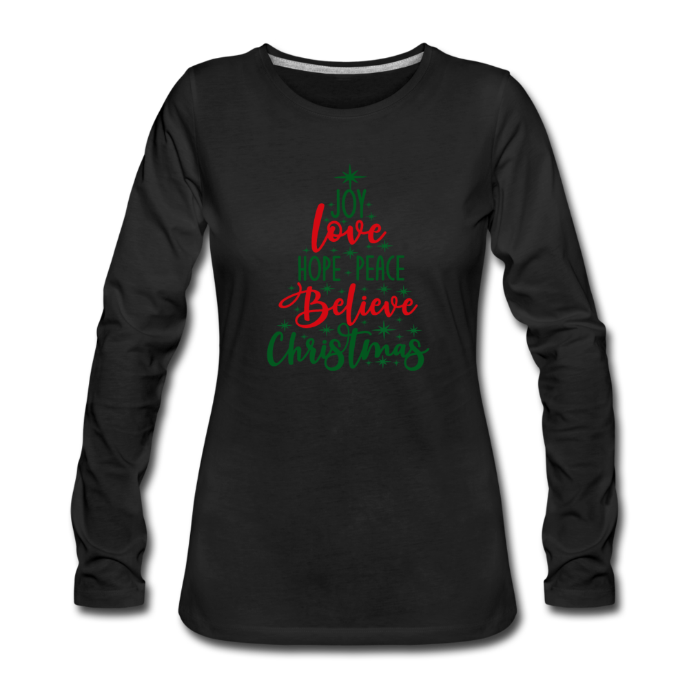Christmas Tree Women's Premium Long Sleeve T-Shirt - black