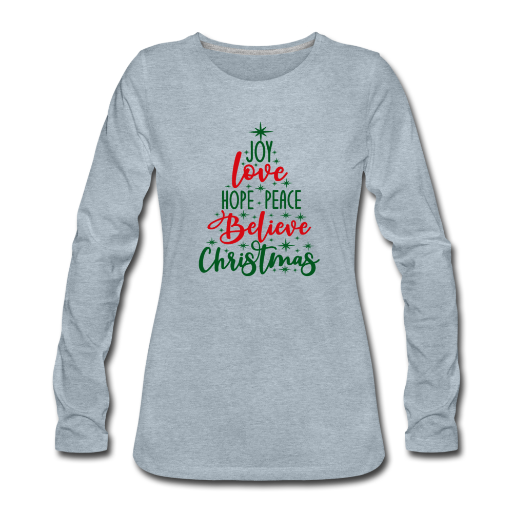 Christmas Tree Women's Premium Long Sleeve T-Shirt - heather ice blue