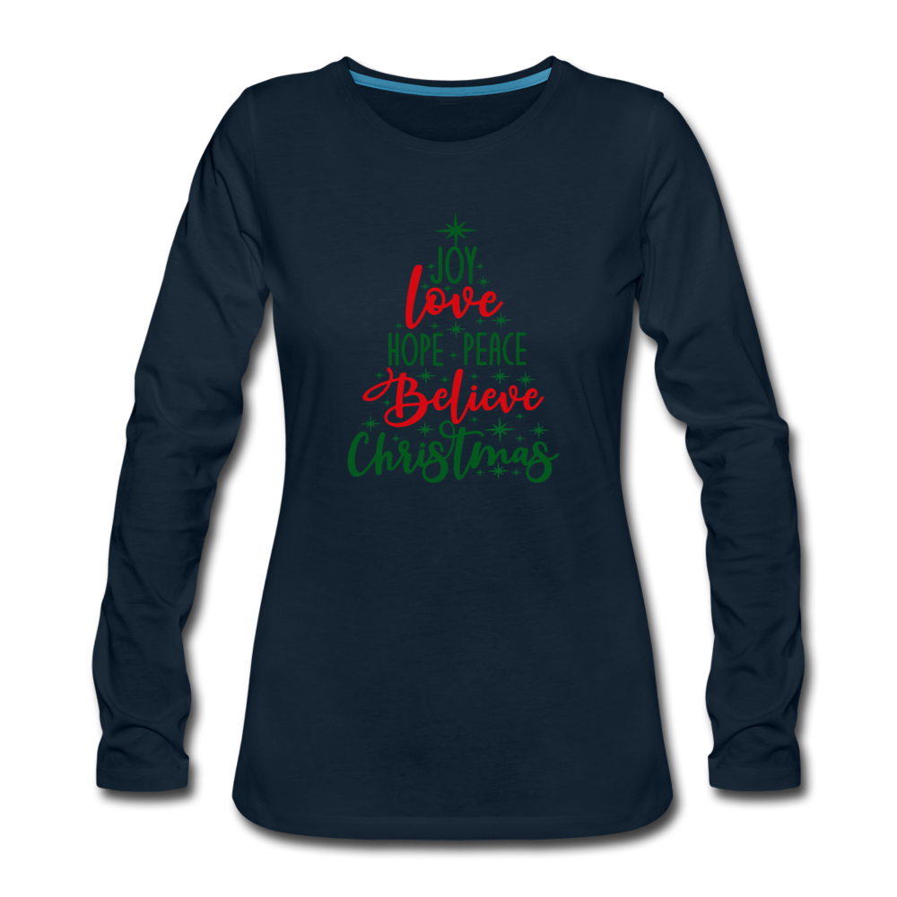 Christmas Tree Women's Premium Long Sleeve T-Shirt - deep navy