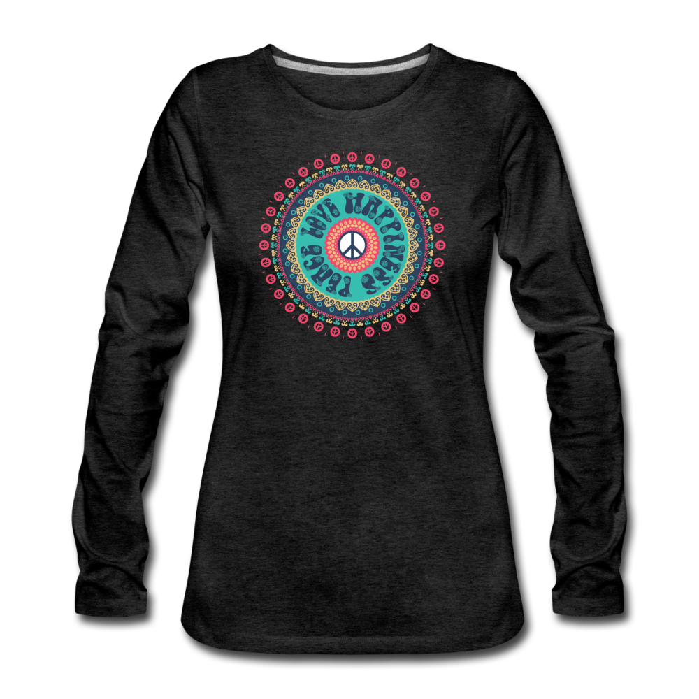 Peace Love Happiness - charcoal grey