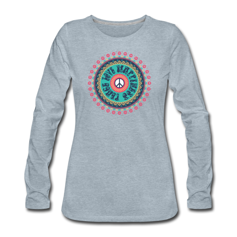 Peace Love Happiness - heather ice blue