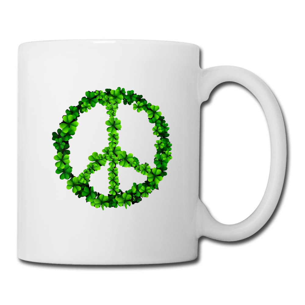 Shamrock Peace Sign Coffee/Tea Mug - white