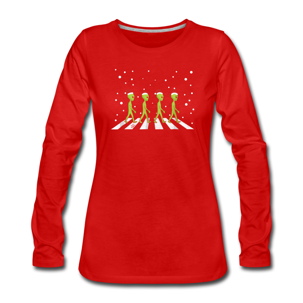 Aliens Crossing Street - Women's Premium Long Sleeve T-Shirt - red