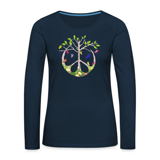 Spring Peace Tree Women's Premium Long Sleeve T-Shirt - deep navy