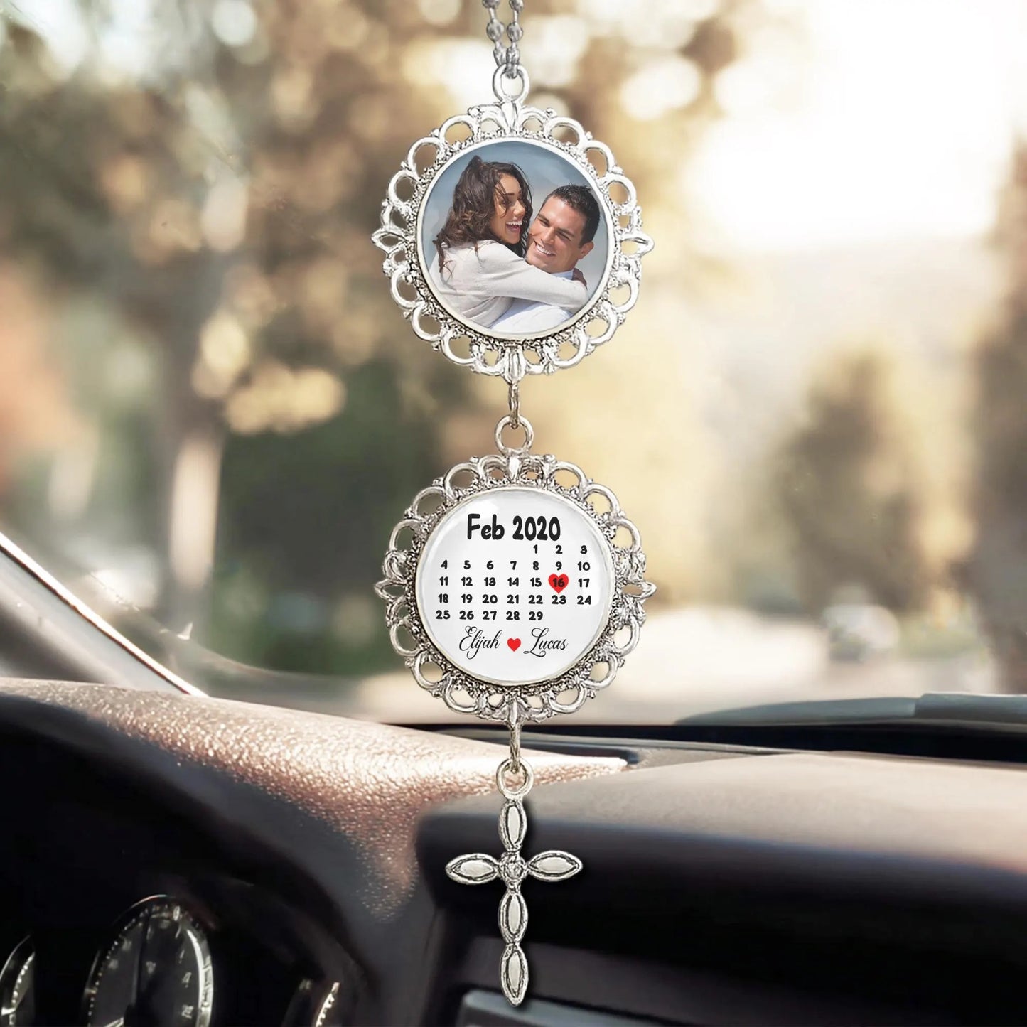 Personalized Photo Car Charm – Metal Anniversary Keepsake