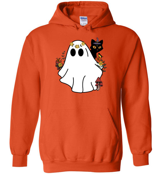 Halloween Ghost And Cat Heavy Blend Hoodie