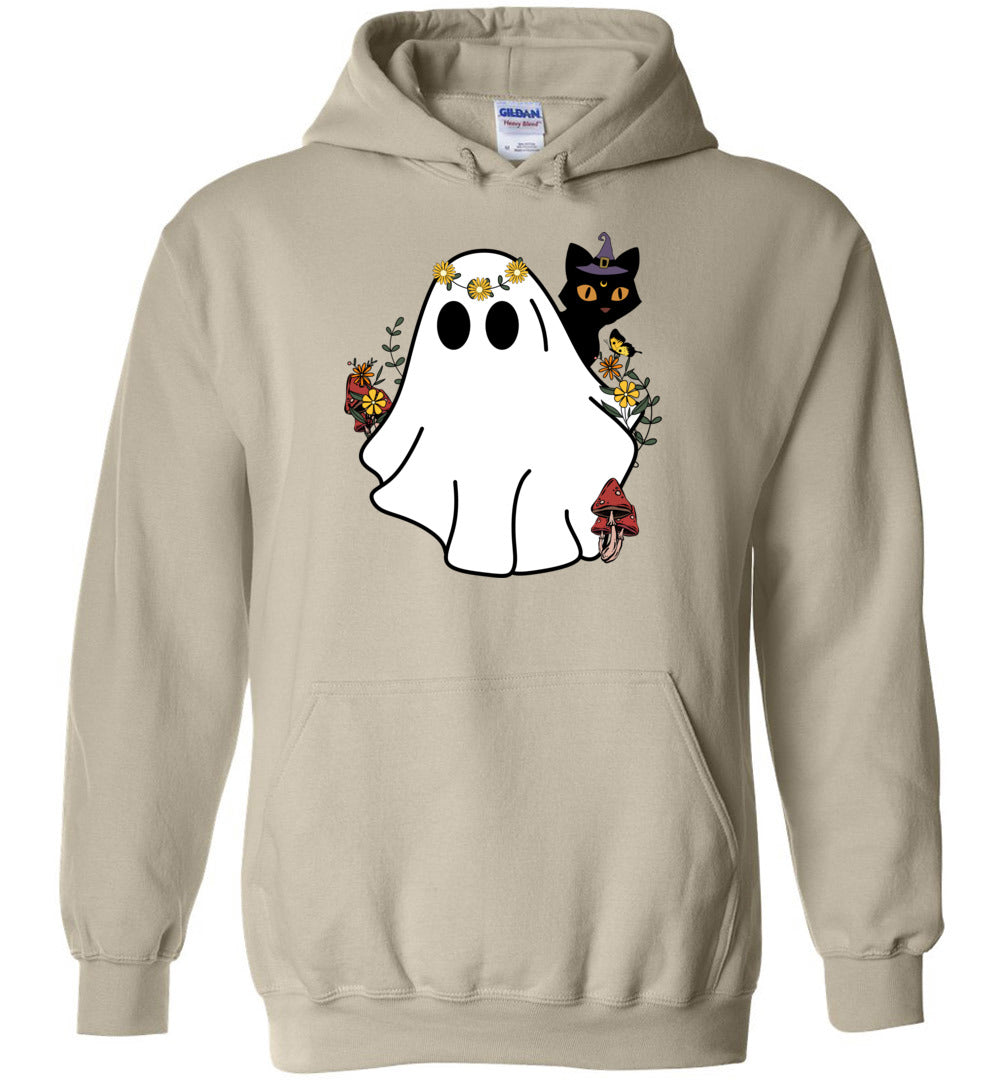 Halloween Ghost And Cat Heavy Blend Hoodie