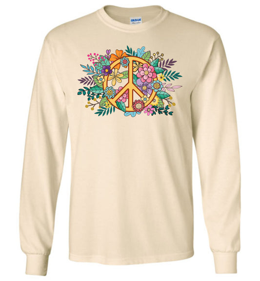 Floral Peace Sign Long Sleeve T-shirts
