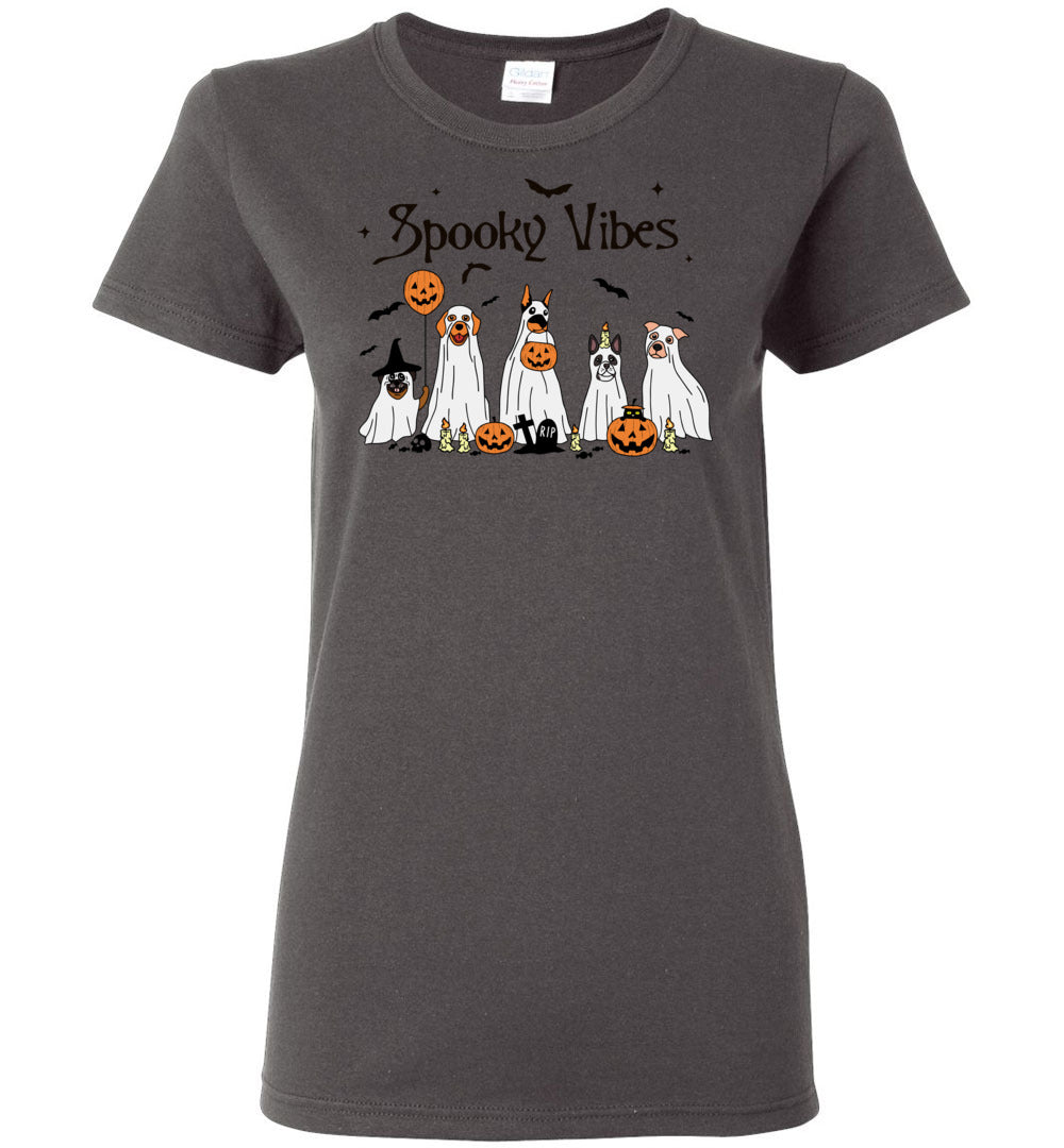 Dog Spooky Vibes Ladies Short-Sleeve T-Shirt