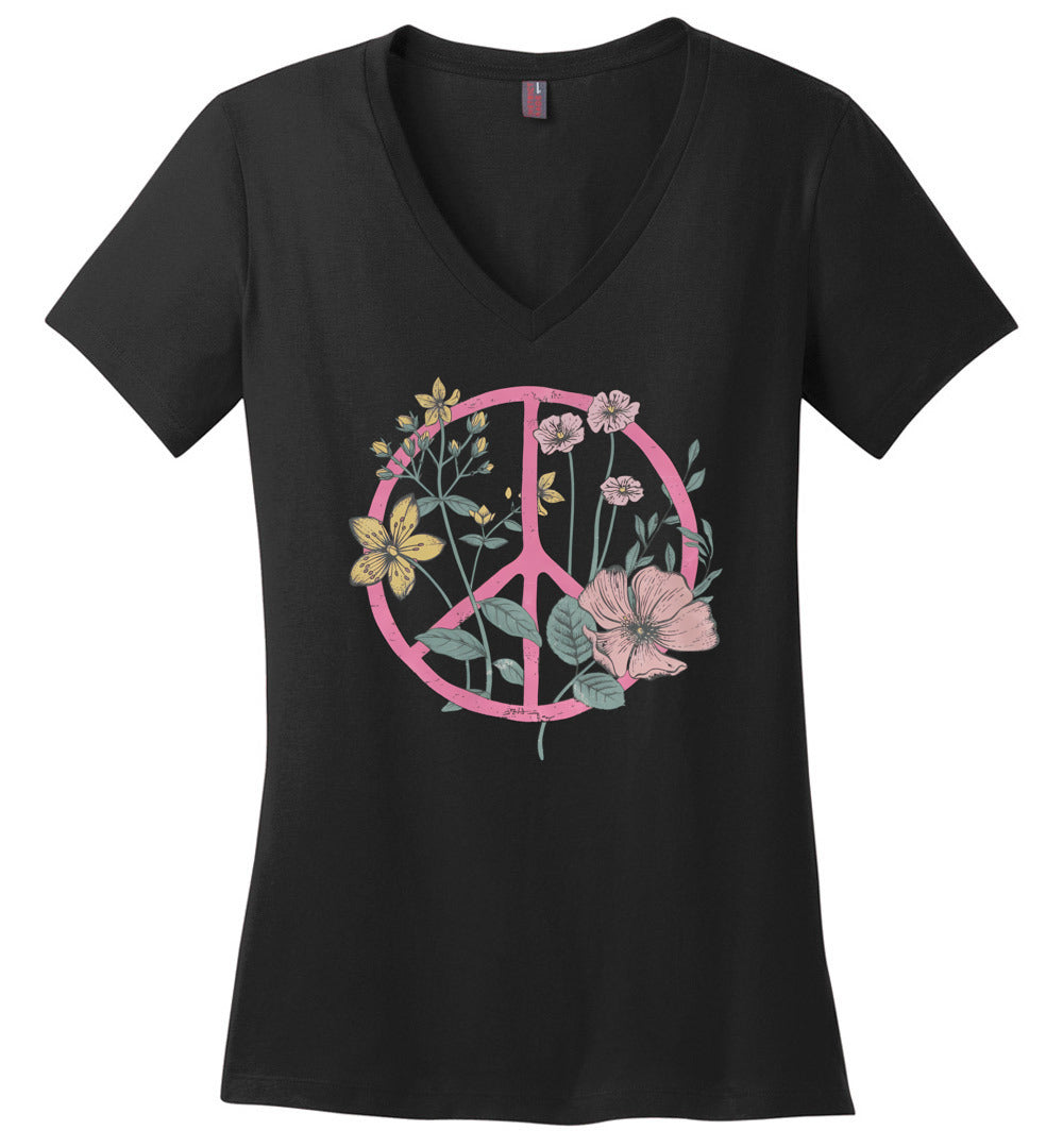 Hippie Flower Circle V-neck