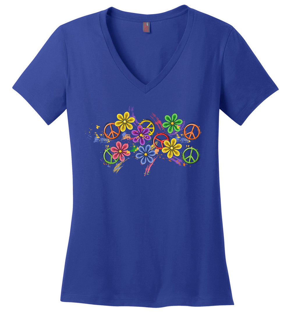 Colorful Daisies V-Neck