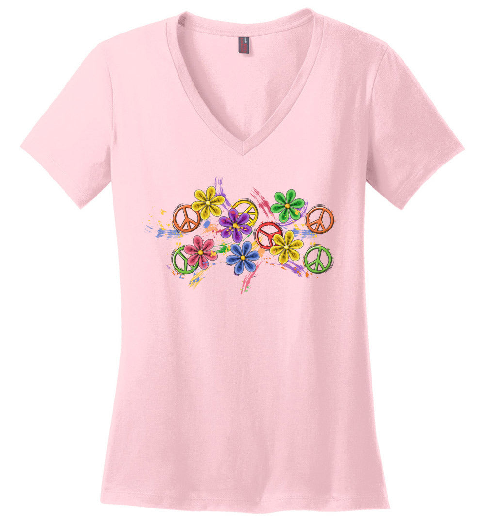 Colorful Daisies V-Neck