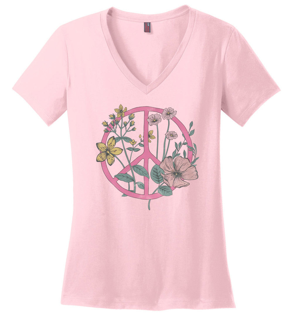 Hippie Flower Circle V-neck