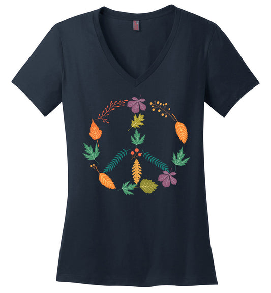 Fall Leaves Peace Sign V-necks