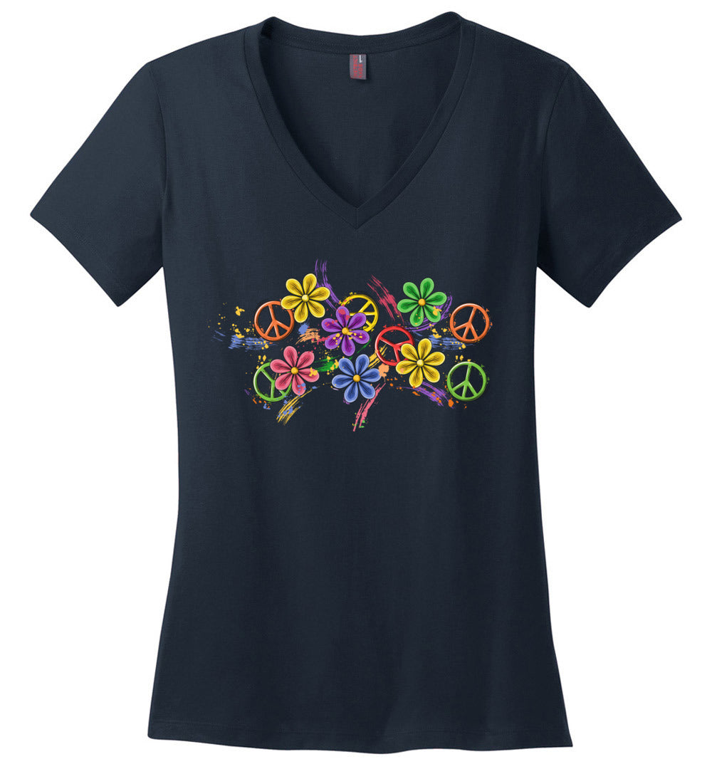 Colorful Daisies V-Neck