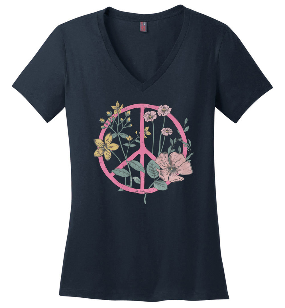 Hippie Flower Circle V-neck