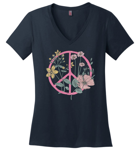 Hippie Flower Circle V-neck