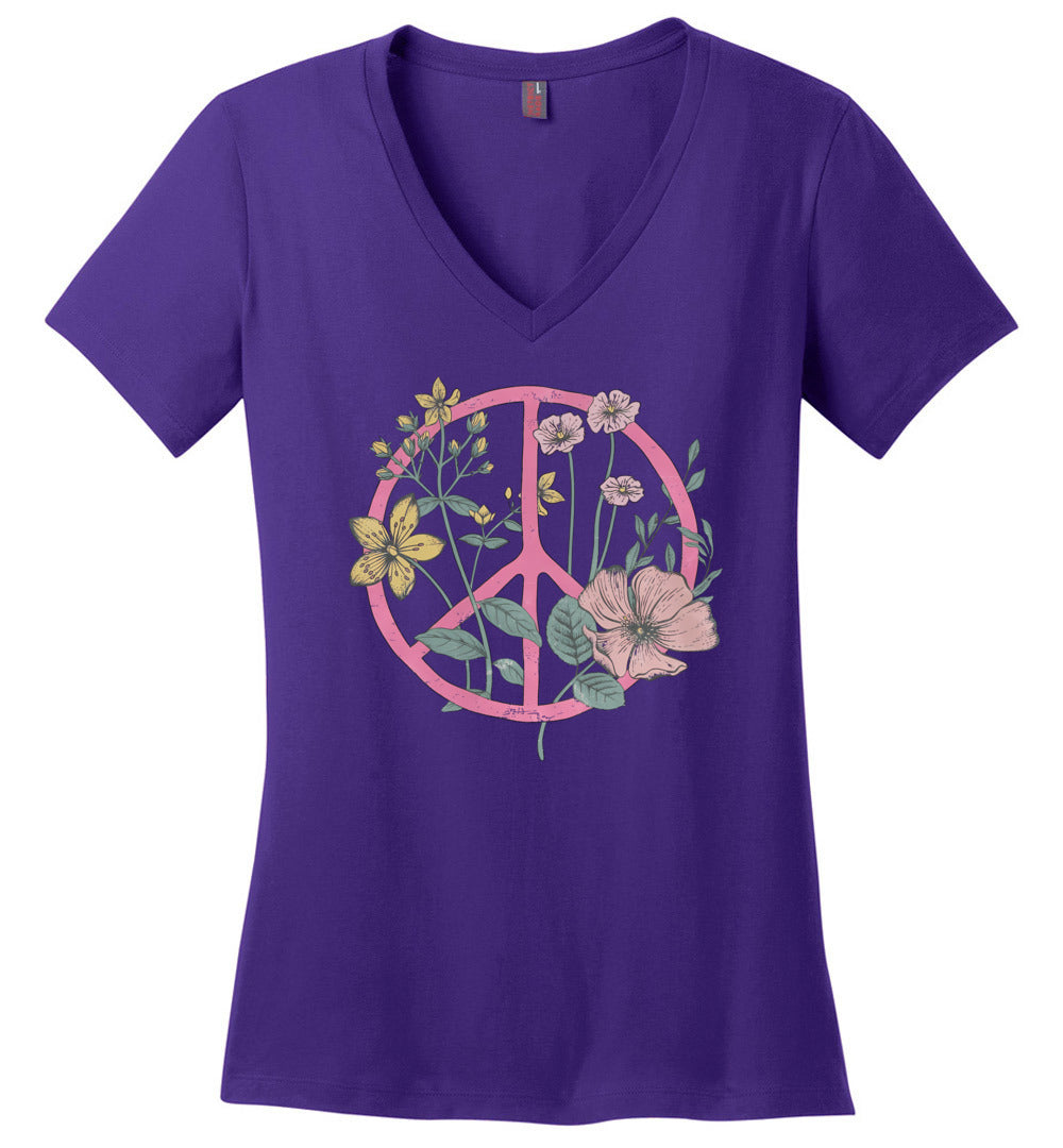 Hippie Flower Circle V-neck