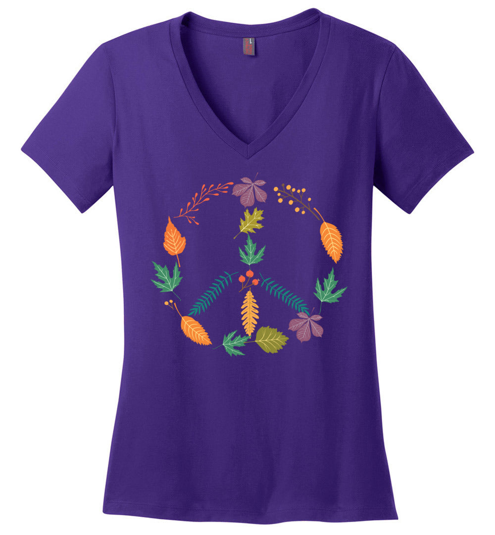 Fall Leaves Peace Sign V-necks