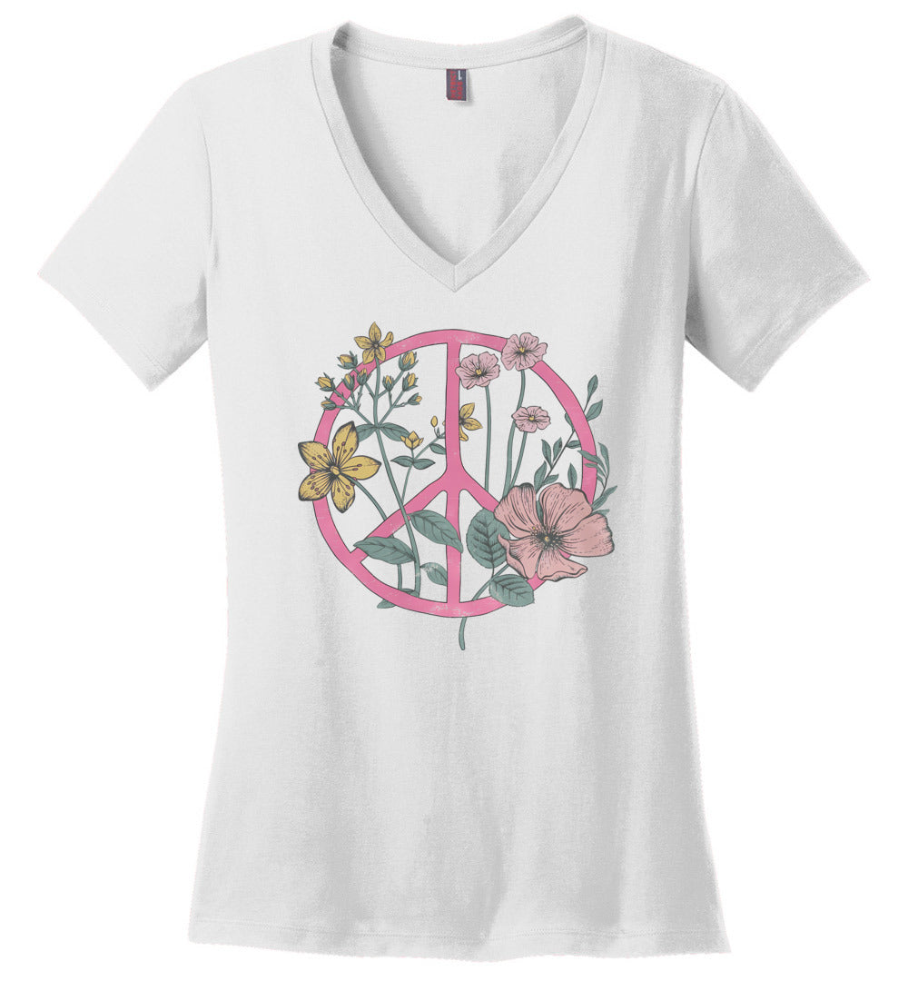 Hippie Flower Circle V-neck