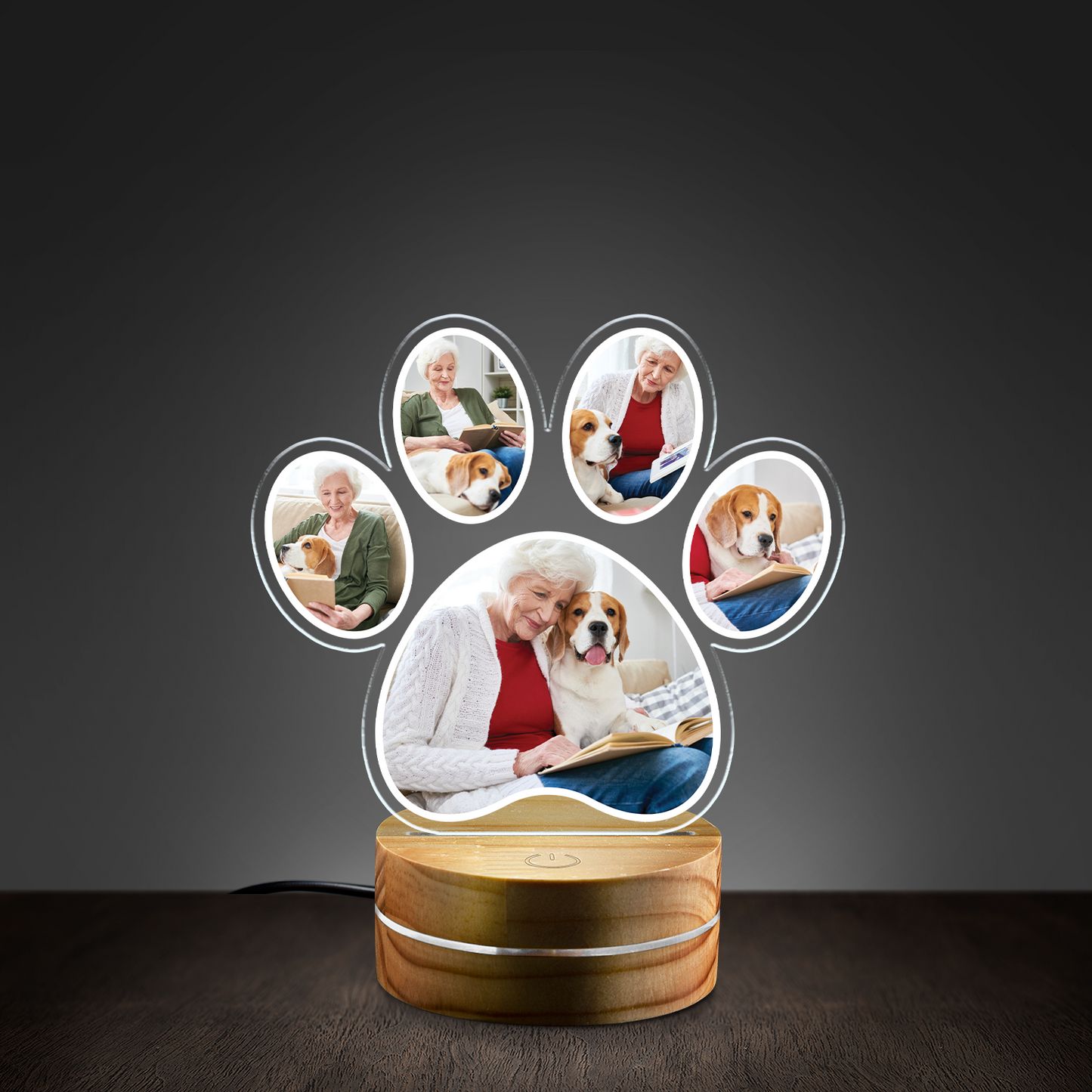 Custom Pet Photo Paw Night Light