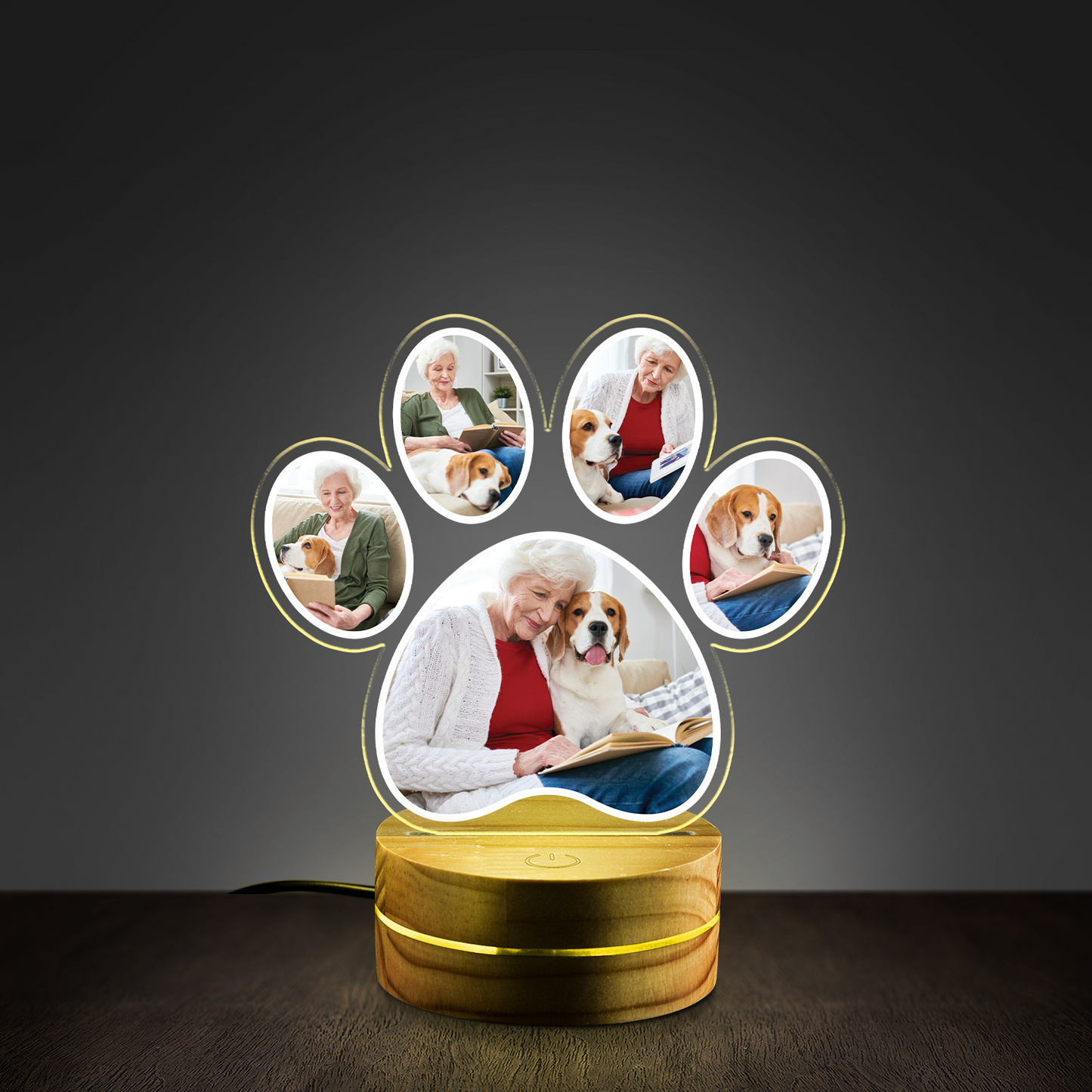 Custom Pet Photo Paw Night Light