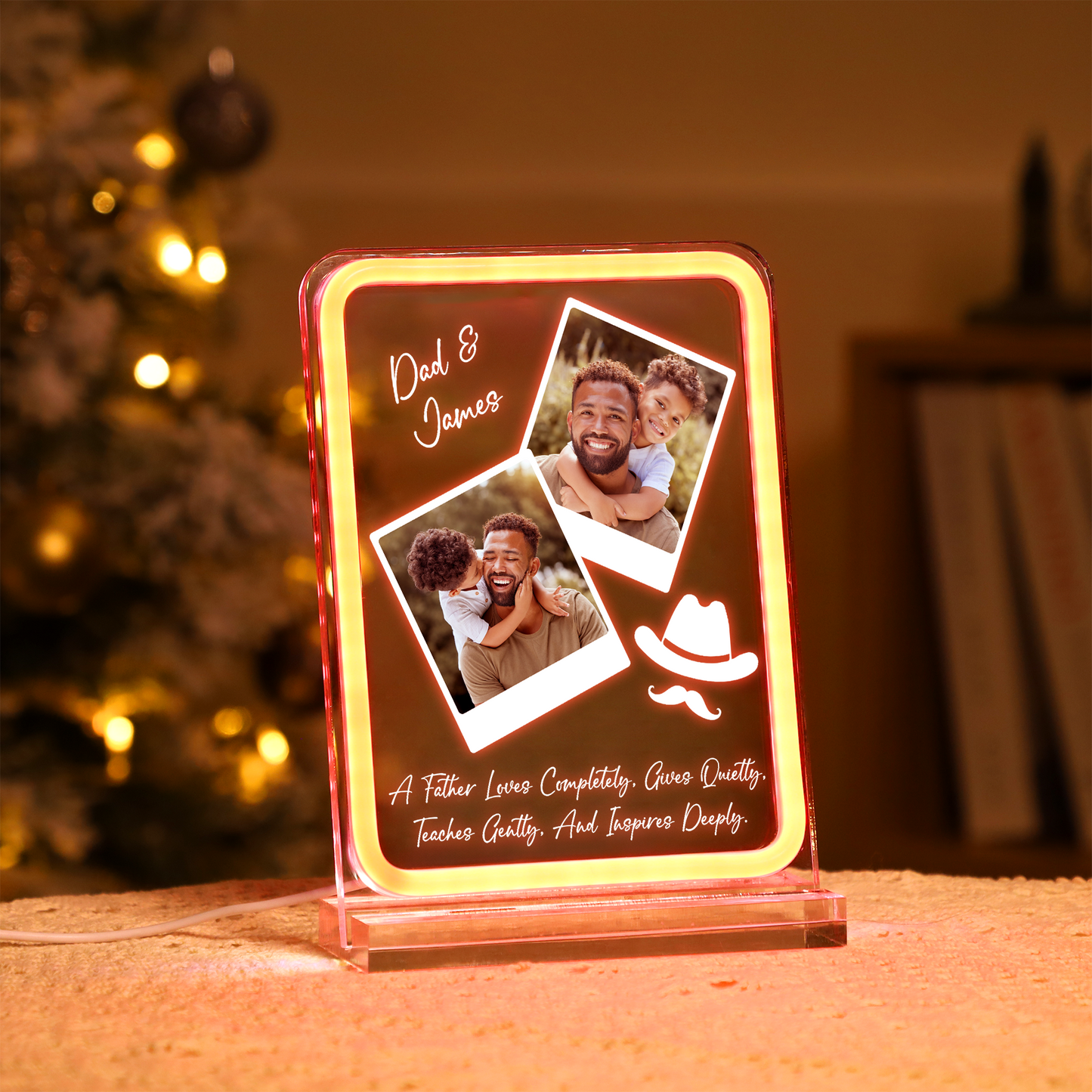 Best Dad Ever Photo Frame Night Light